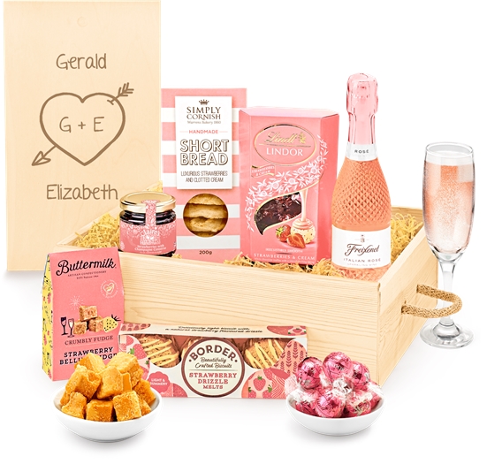 Anniversary & Wedding Personalised Ladies' Gift Box With Italian Sparkling Rosé